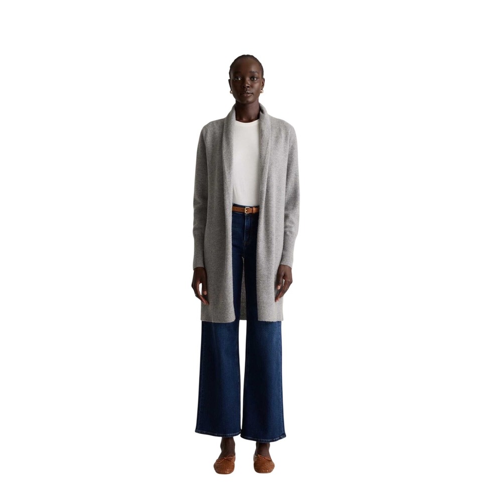 Quince Mongolian Cashmere Duster Cardigan Gray Size M 100% Cashmere Minimalist - Picture 4 of 9